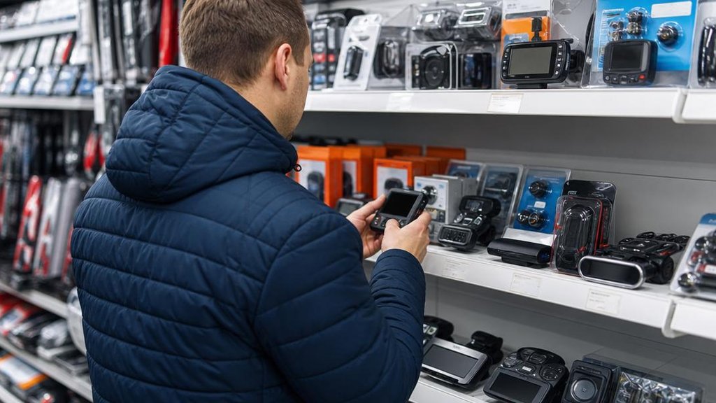 выбор бортового компьютера в магазине автоаксессуаров